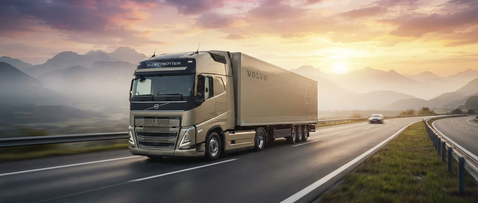 Вантажівка Volvo на гірській автомагістралі